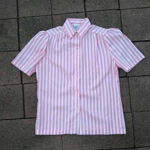 Vintage Bubblegum Pink and White Striped Top